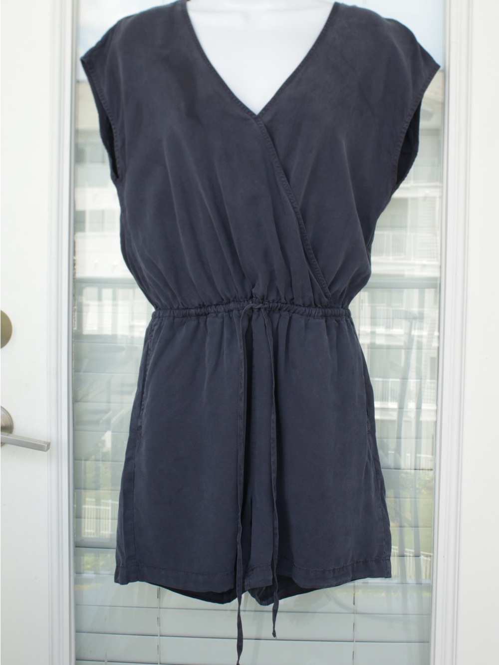 Bécool Women’s Charcoal Gray Wrap Romper Drawstring Waist Size M